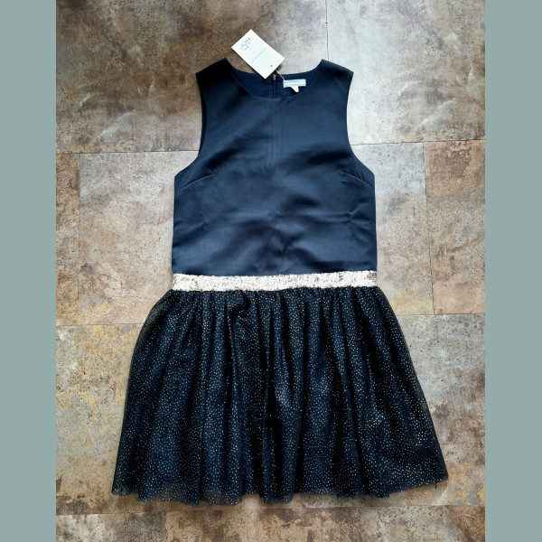 Vertbaudet Mädchen Kleid Tutu Pailletten Glitzer festlich schwarz gold 8-9/134