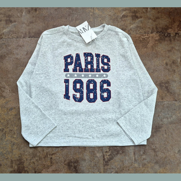 ZARA Mädchen Sweatshirt Pullover Shirt Strass Glitzer grau neu 