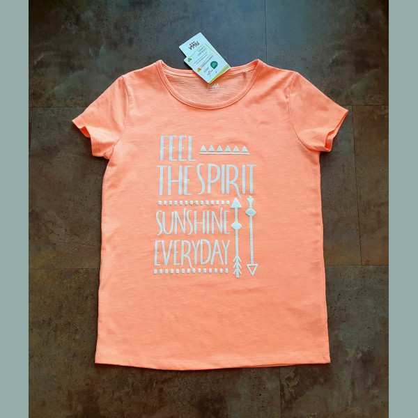 Ernstings Mädchen T-Shirt Feel the Spirit Sommer kurzarm neon orange neu 11-12/146-152
