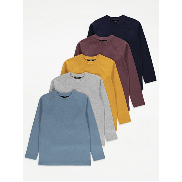 George Jungen Set 5 Shirts basic uni blau grau gelb schwarz 6-7/116-122