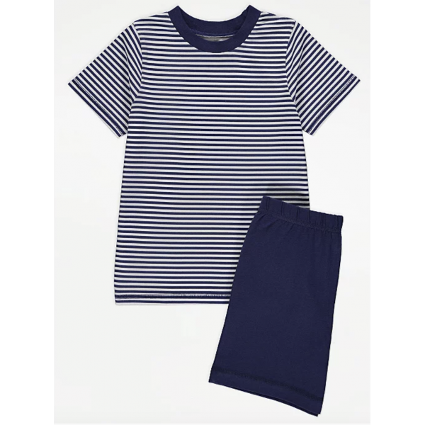 George Jungen Set Schlafanzug Pyjama T-Shirt Shorts Sommer gestreift blau 