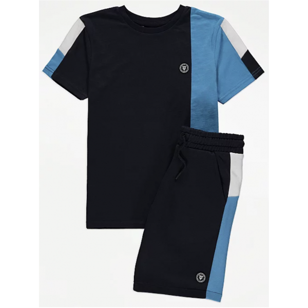 George Jungen Set T-Shirt Shorts Bermuda schwarz blau 10-11/140-146