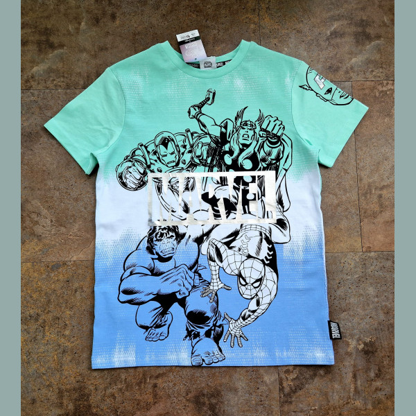 George Jungen T-Shirt Superheld Marvel Hulk Iron Man Spider-Man Rückenbild grün blau 8-9/128-134