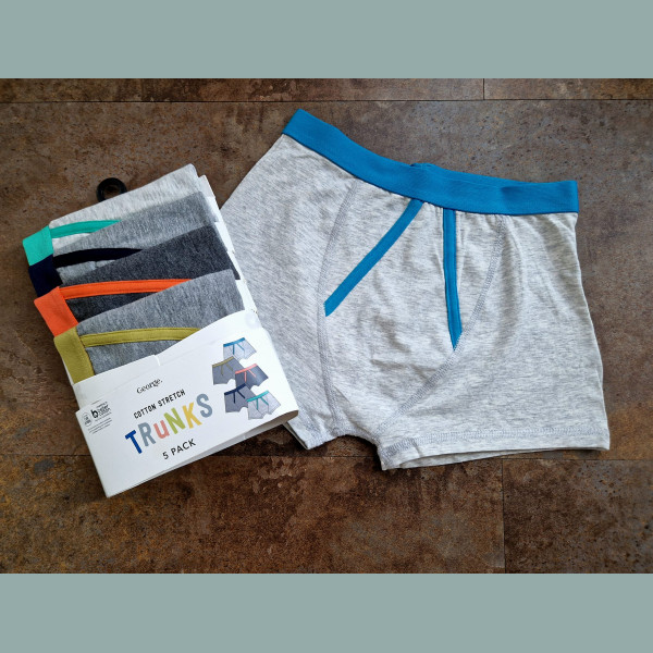 George Jungen Set 5 Boxershorts Unterhosen grau bunt uni