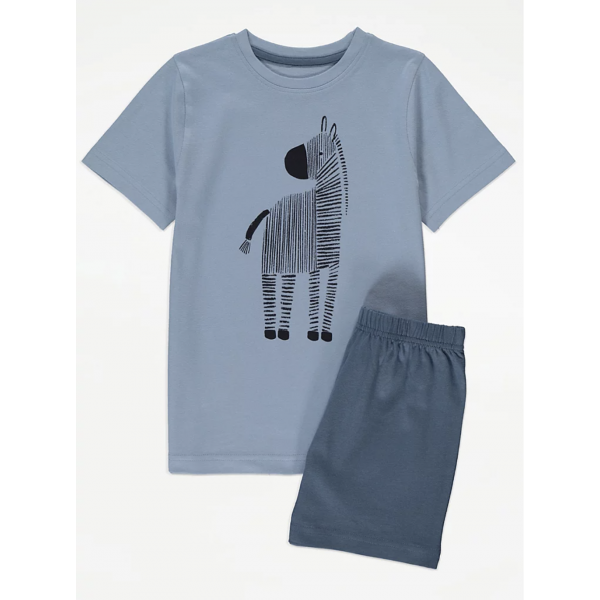 George Jungen Set Schlafanzug Pyjama Zebra Safari blau neu 