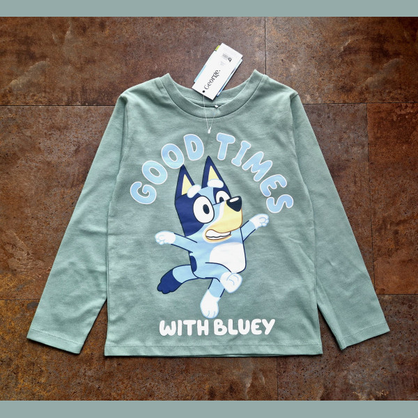 George Unisex Jungen Mädchen Shirt Bluey Hund langarm mint blau neu