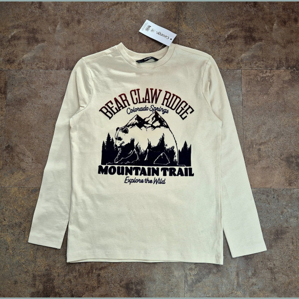 George Jungen Shirt Bär Mountain Trail Colorado langarm beige neu