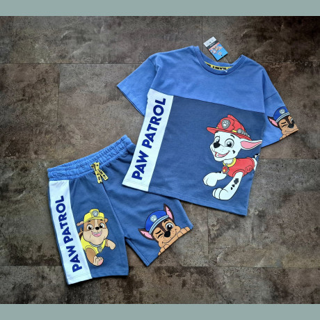 George Jungen Set T-Shirt Shorts Bermudas Paw Patrol blau neu 5-6/110-116
