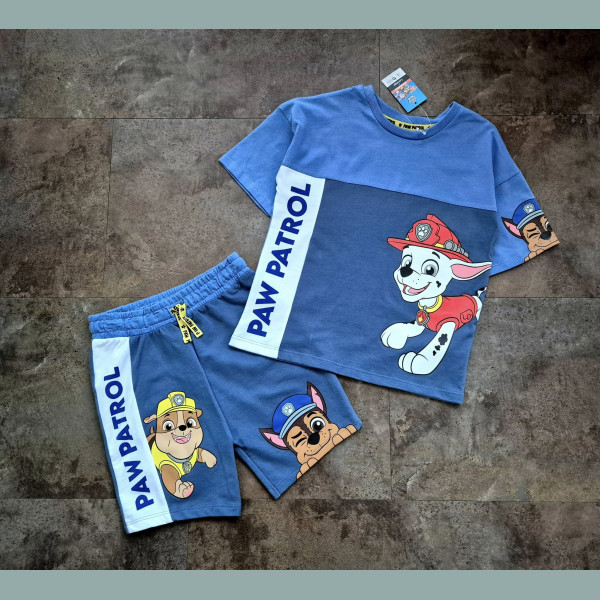 George Jungen Set T-Shirt Shorts Bermudas Paw Patrol blau neu 5-6/110-116