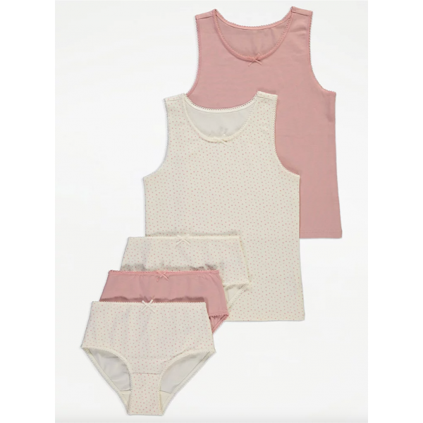 George Mädchen Set 2 Unterhemden Tops 3 Unterhosen Wäsche rosa creme neu 