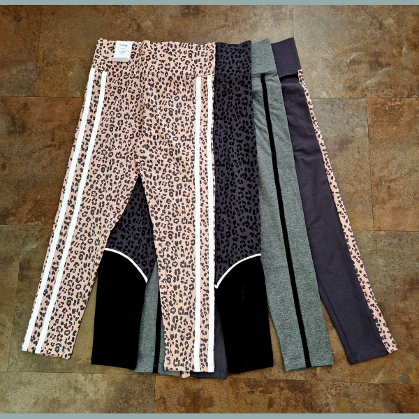 George Mädchen Set 4 Leggings Hosen Leo Animalprint grau schwarz braun neu 10-11/140-146