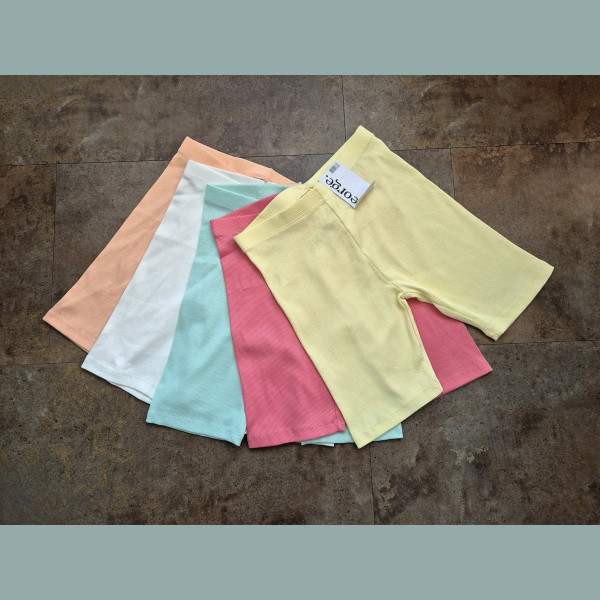 George Mädchen Set 5 Radlerhosen Shorts kurze Leggings gerippt uni bunt neu 8-9/134
