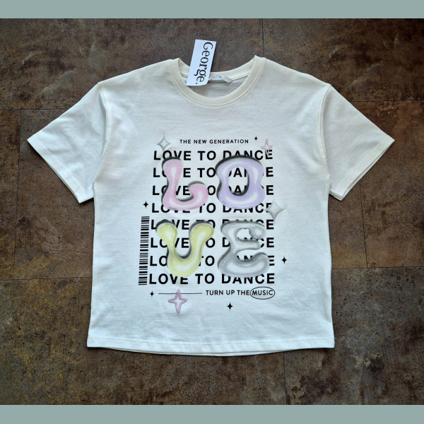George Mädchen T-Shirt Love to Dance kurzarm weiß bunt neu 