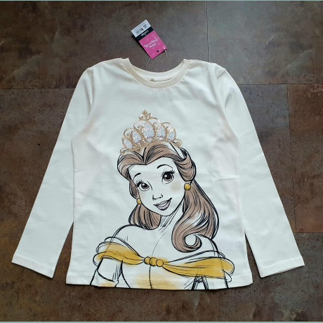 George Mädchen Shirt Disney Prinzessin Belle Pailletten creme 3-4/98-104