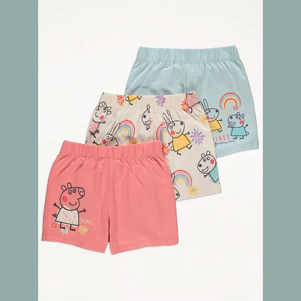 George Mädchen Set 3 Shorts Bermuda Peppa Wutz Pig rosa beige blau neu