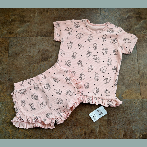 George Baby Mädchen Set T-Shirt Shorts Bermuda Dumbo Elefant Disney rosa 18-24/86-92