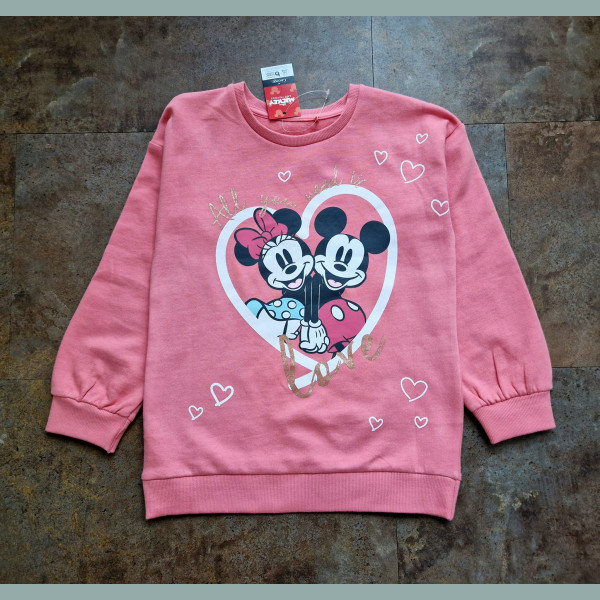 George Mädchen Pullover Sweater Minnie Mouse Herz Glitzer rosa neu 9-10/134-140