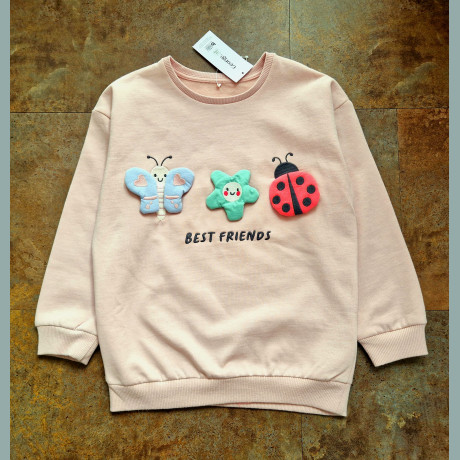 George Mädchen Pullover Sweater Schmetterling Blume Käfer 3D angeraut rosa neu 