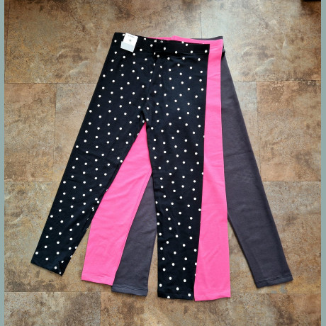 George Mädchen Set 3 Leggings Hosen basic uni pink schwarz grau neu 10-11/140
