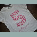George Mädchen T-Shirt Geburtstag I am 5 Glitzer Leo Animalprint weiß rosa neu 5-6/110-116