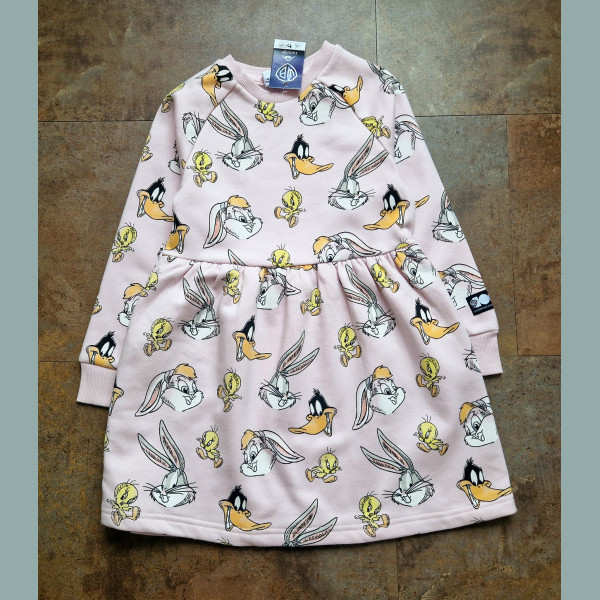 George Mädchen Kleid Sweatkleid Bugs Bunny Disney angeraut rosa neu
