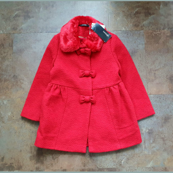 George Mädchen Jacke Mantel Herbst Winter Übergang Knöpfe festlich rot neu 4-5/104-110