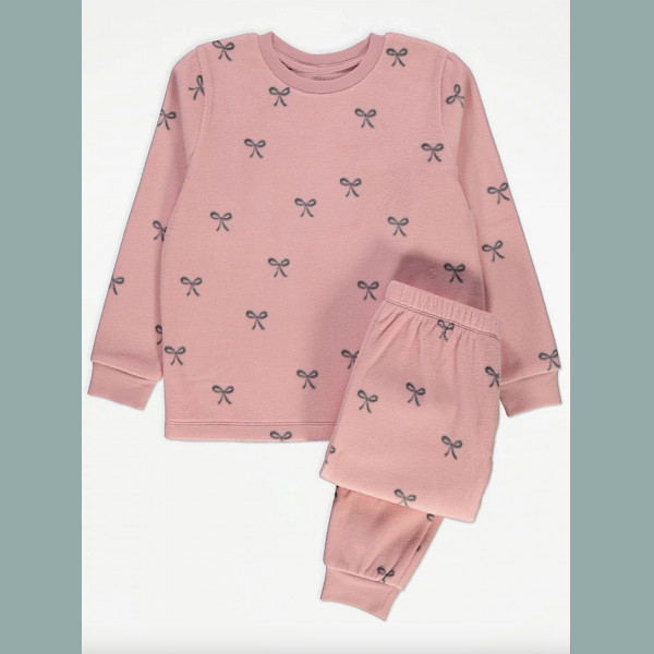 George Mädchen Set Schlafanzug Pyjama Fleece flauschig rosa neu 