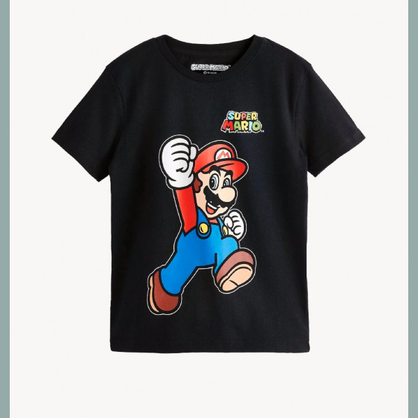 Next Jungen T-Shirt Super Mario Nintendo kurzarm schwarz 