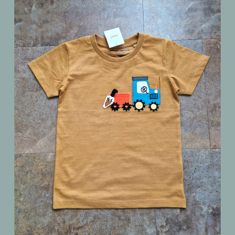 Next Jungen T-Shirt Traktor Farm Tasche 3D Interaktiv bestickt kurzarm braun neu 6-7/122
