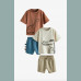 Next Jungen Set 2 T-Shirts Tops 2 Shorts Bermuda Hose Krokodil Dino Zacken Sommer neu