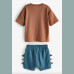 Next Jungen Set 2 T-Shirts Tops 2 Shorts Bermuda Hose Krokodil Dino Zacken Sommer neu