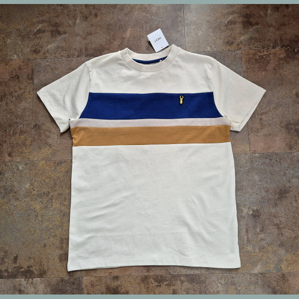 Next Jungen T-Shirt Hirsch Streifen Colourblock basic bestickt beige neu 