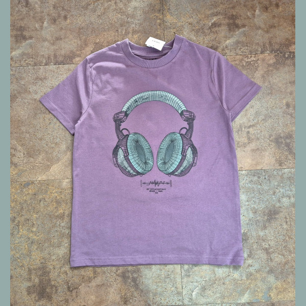 Next Jungen T-Shirt Kopfhörer Headset kurzarm lila neu