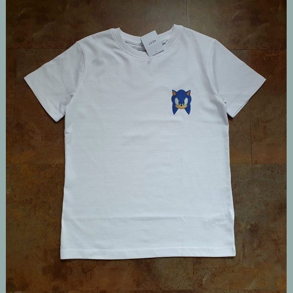 Next Jungen T-Shirt Gamer Sonic Videospiel kurzarm weiß blau neu 10/140