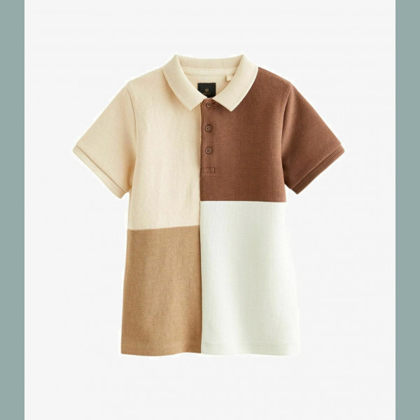 Next Jungen T-Shirt Poloshirt Streifen Colourblock basic beige braun neu 9-10/140