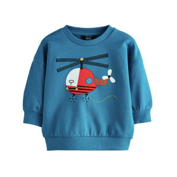Next Jungen Sweatshirt Pullover Hubschrauber Helikopter blau neu 