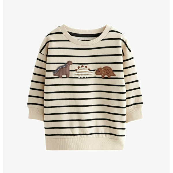 Next Jungen Sweatshirt Pullover Dino beige gesterift neu 