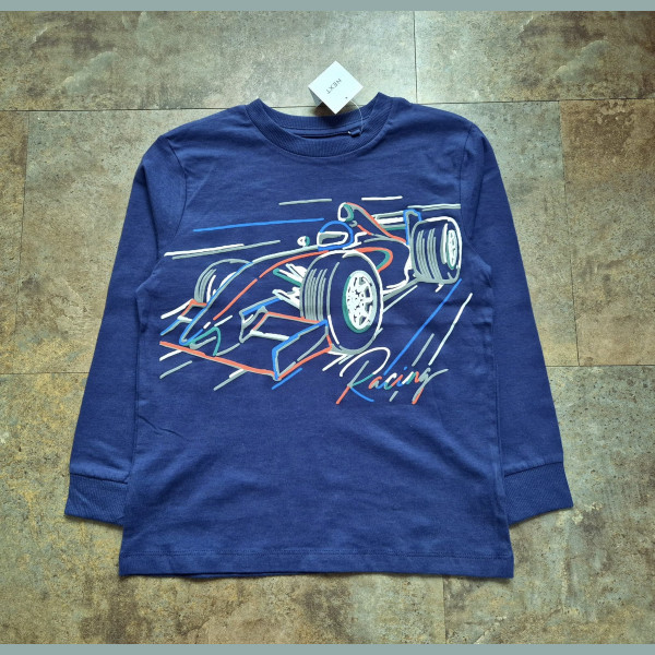 Next Jungen Shirt Auto Rennauto langarm blau bunt neu 6-7/122