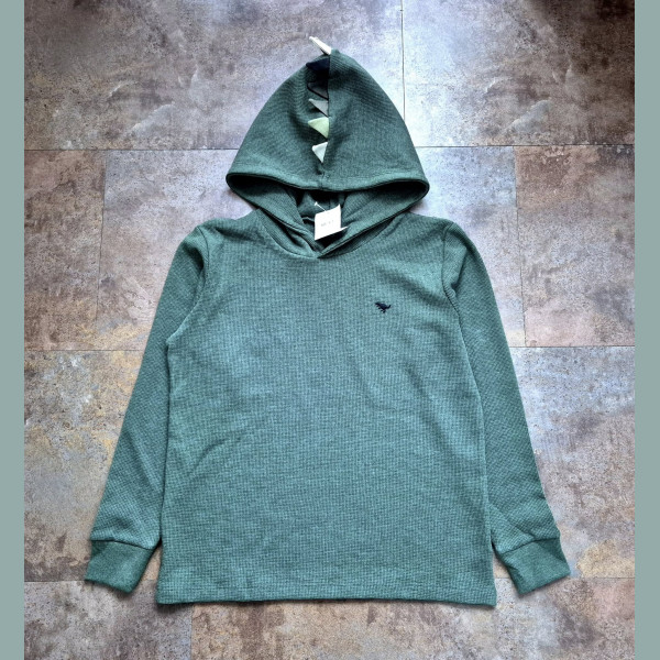 Next Jungen Shirt Kapuze Dino Zacken langarm khaki grün neu 9-10/134-140