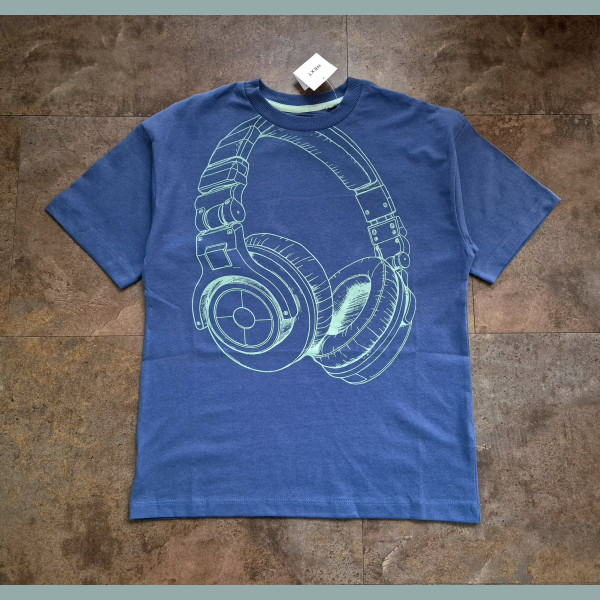 Next Jungen T-Shirt Kopfhörer Headset kurzarm blau neu