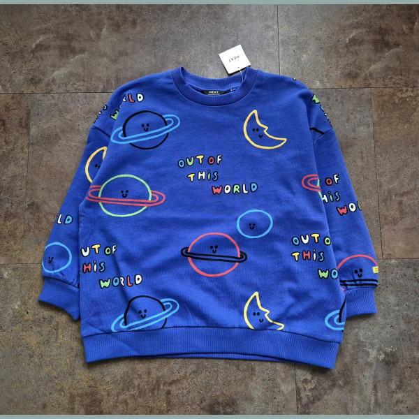 Next Unisex Jungen Mädchen Sweatshirt Pullover Weltall Planeten blau neu 