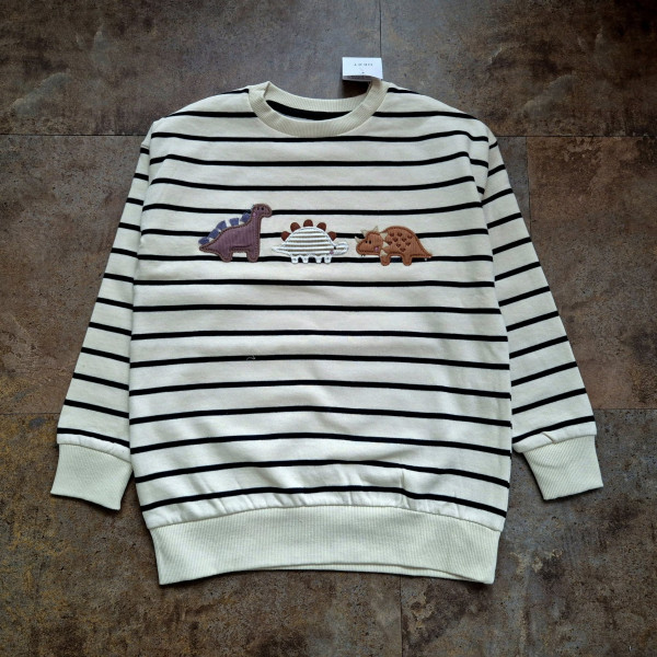 Next Jungen Sweatshirt Pullover Dino beige gesteift neu 