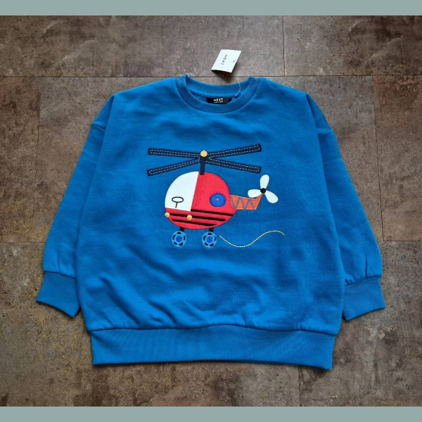 Next Jungen Sweatshirt Pullover Hubschrauber Helikopter Oversize blau neu 