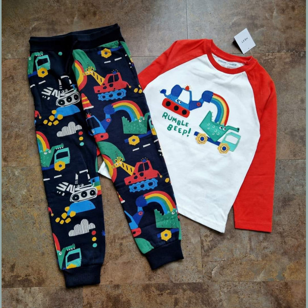 Next Jungen Set Shirt Hose Jogger Bagger Regenbogen Tiere neu 5-6/110-116