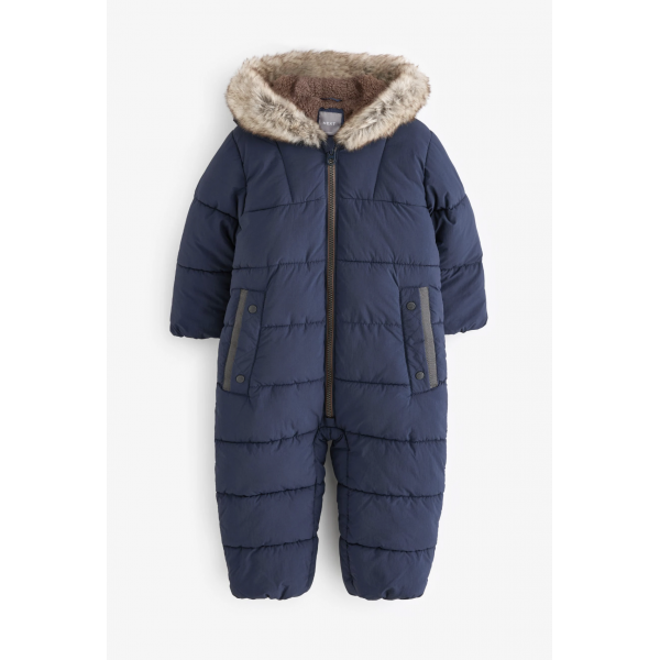 Next Jungen Schneeanzug Kapuze wasserabweisend warm blau neu 