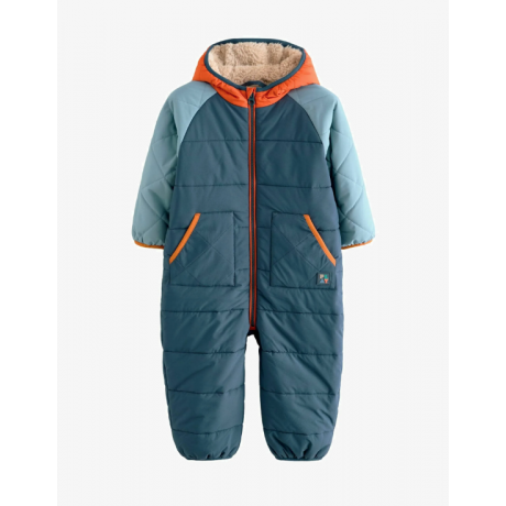 Next Unisex Schneeanzug Kapuze Blockfarben wasserabweisend warm blau orange neu