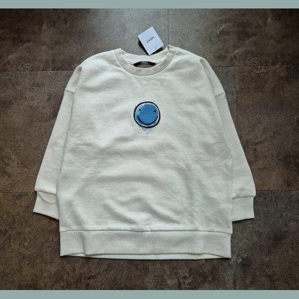 Next Jungen Sweatshirt Pullover Smiley angeraut creme beige neu 