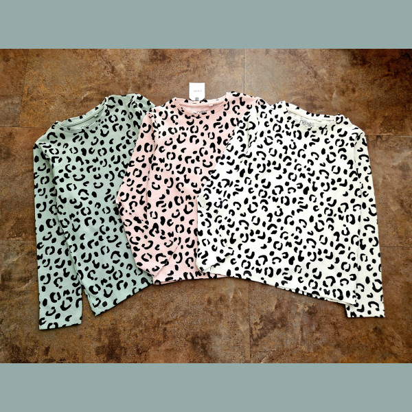 Next Mädchen Set 3 Shirts Leo Animalprint langarm rosa mint weiß neu 9-10/134-140