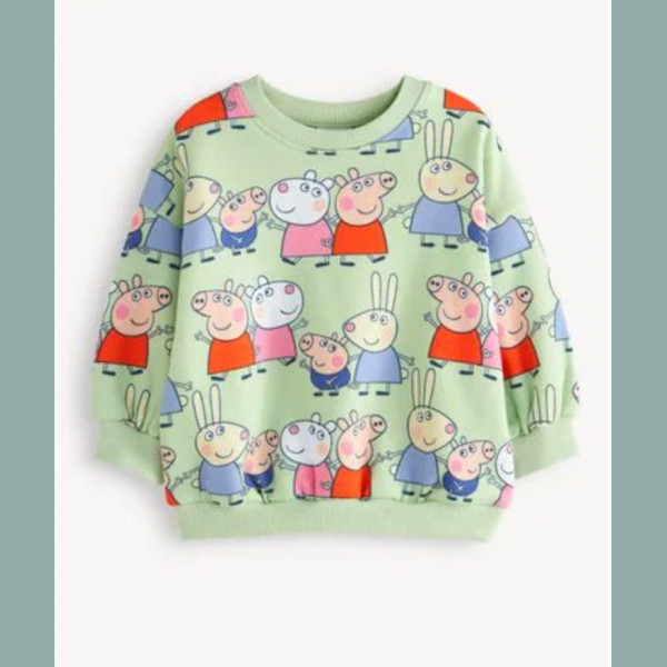 Next Mädchen Sweater Pullover Peppa Wutz Pig angeraut mint bunt 4-5/110