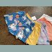 Next Mädchen Set 5 Shorts Hosen Bermudas Einhorn Regenbogen Wolke blau bunt